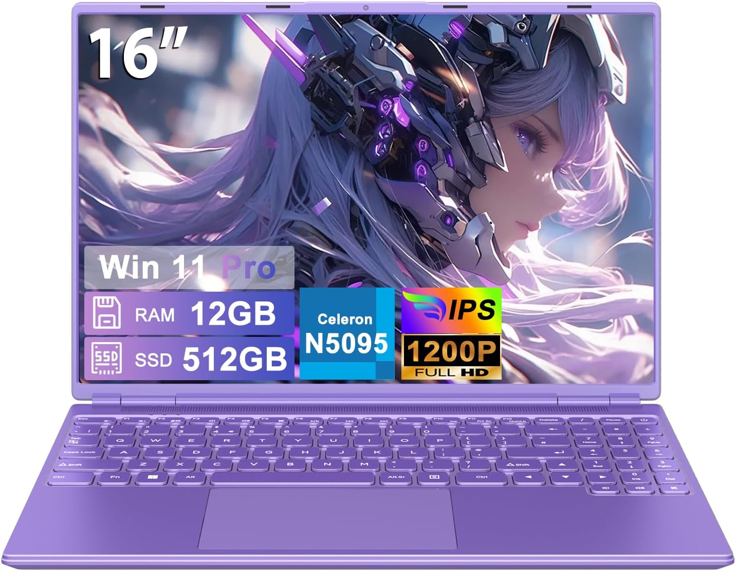 Detalle de HUQPPQ 16-inch Gaming Laptop 12GB RAM 512GB SSD