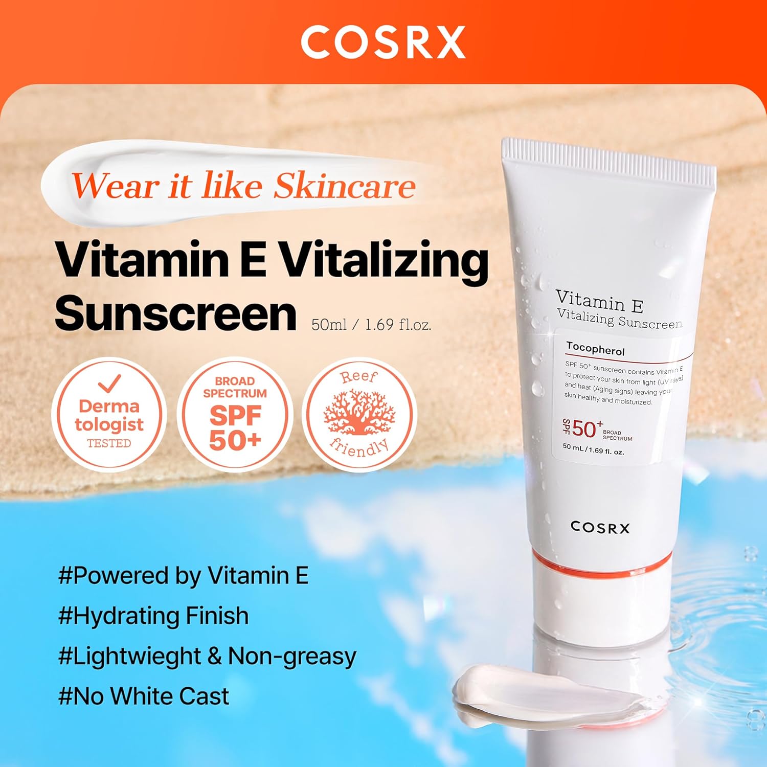 Detalle 2 de COSRX Vitamin E Vitalizing Face Sunscreen SPF 50