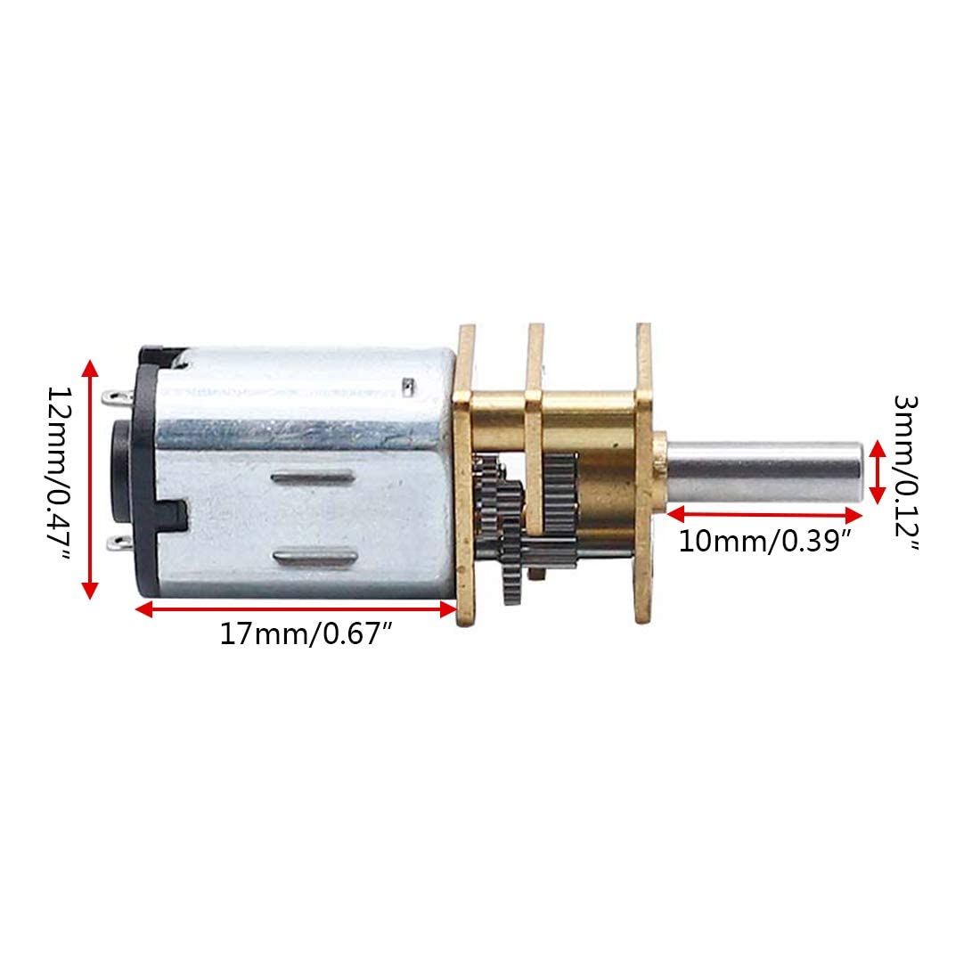 Detalle de Augiimor GA12-N20 ミニ金属ギアモーター DC 6V・700RPM・3mmシャフト