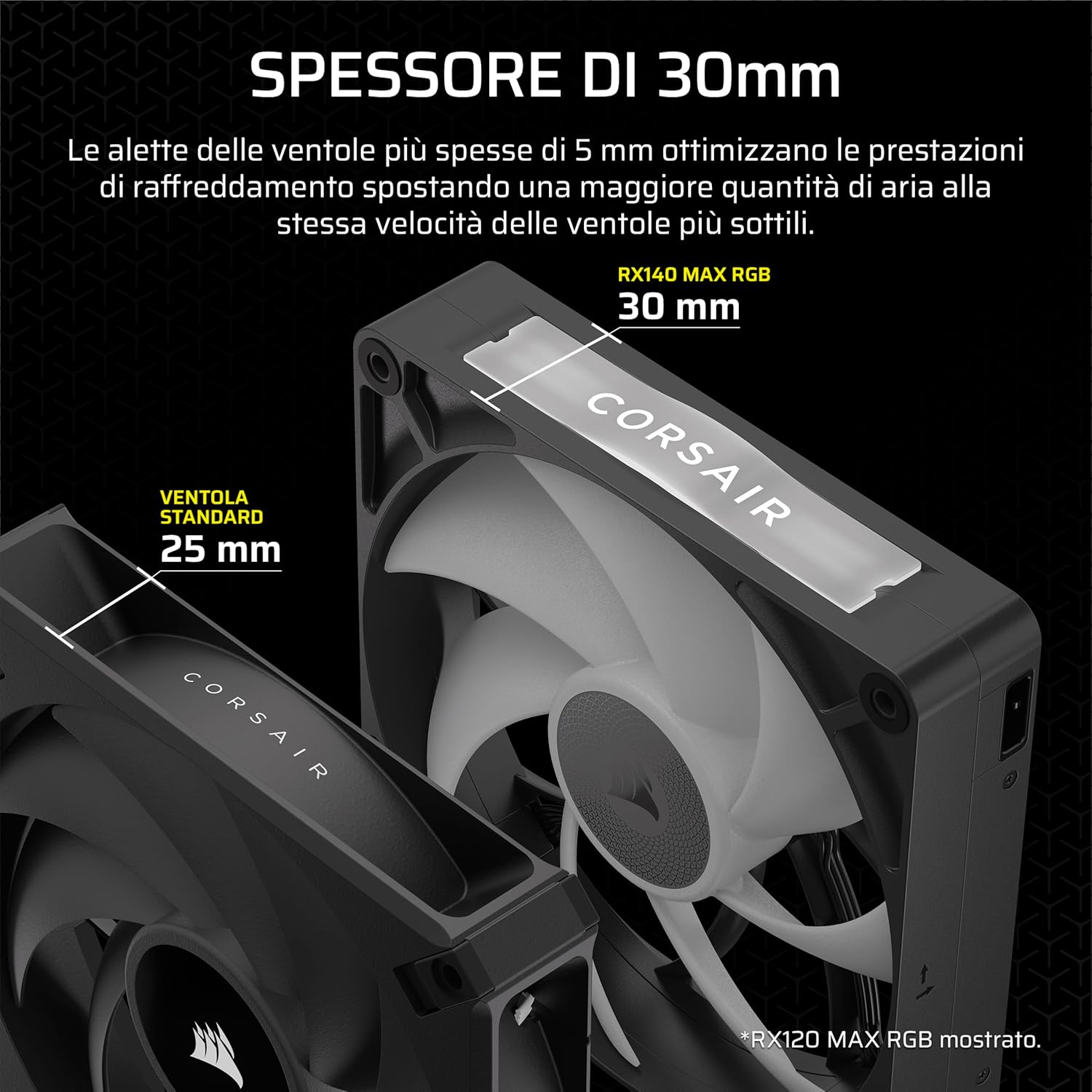 Detalle de CORSAIR iCUE LINK RX140 MAX RGB 140mm PWM Ventola con Hub iCUE LINK – Nero