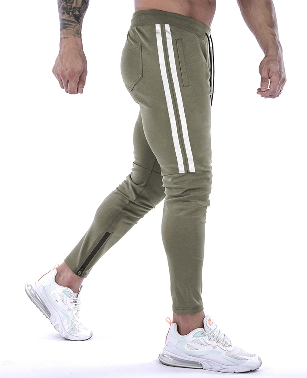 Thumbnail 1 de Suwangi Pantaloni Tuta Uomo Palestra Slim Fit a Righe con Tasche Zip