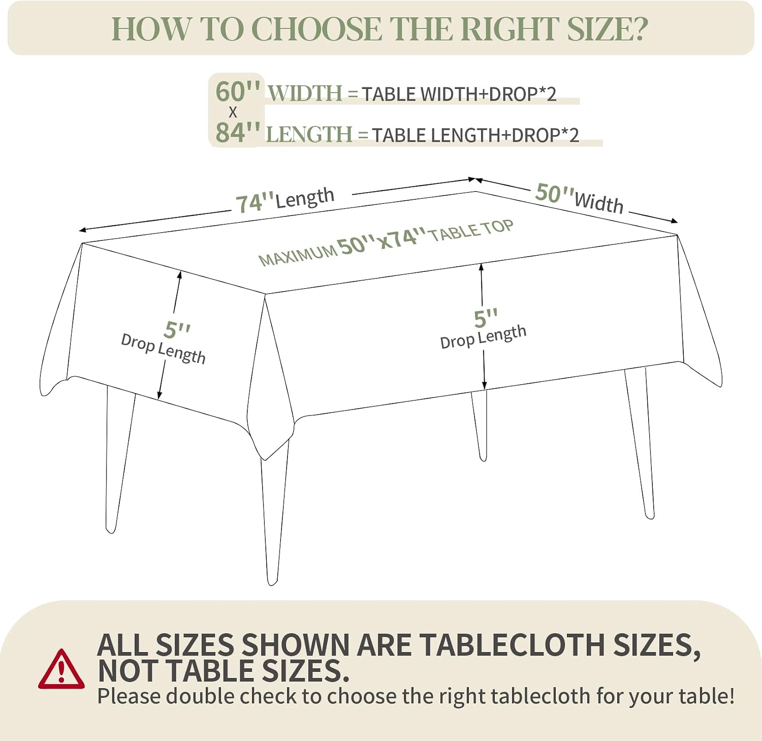 Detalle de BYDOLL Table Cloth White 60x84 Inch — Durable, Washable, and Wrinkle-Resistant Polyester Cover for 6-Foot Tables