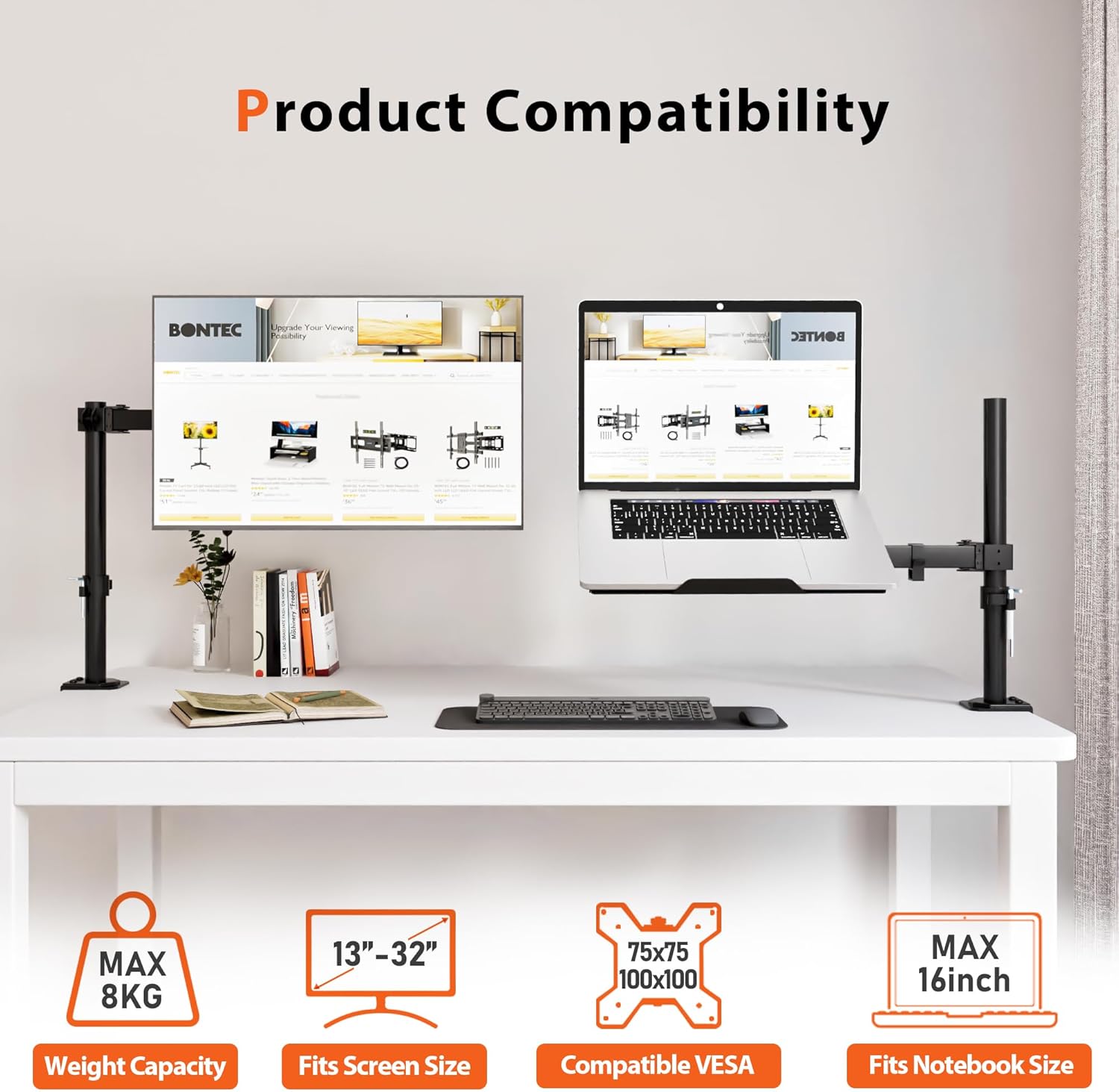 Detalle 2 de Redbat Monitorarm mit Laptopablage 420 mm