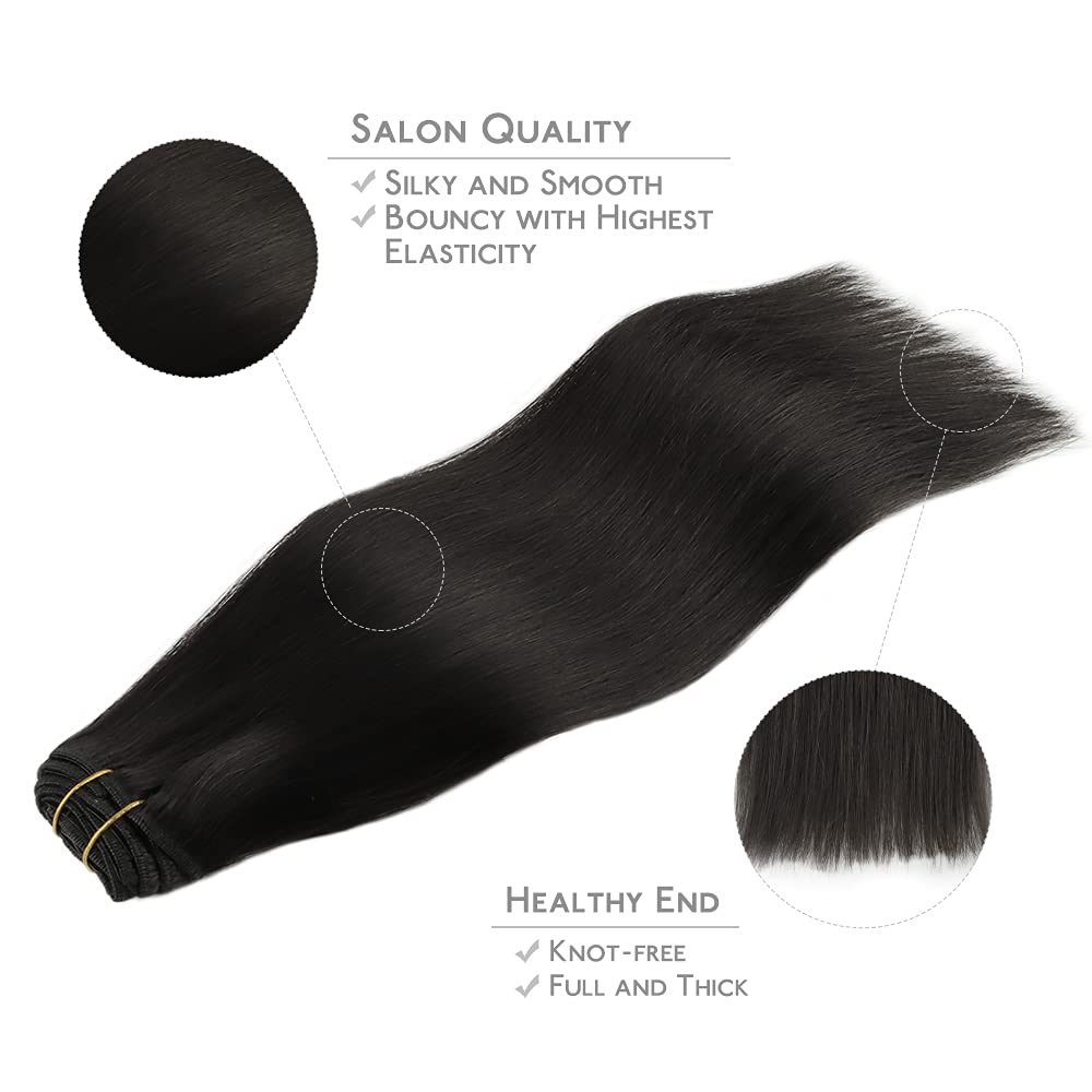 Thumbnail 3 de WENNALIFE Clip-in Echthaar Extensions (7-teilig), 35 cm, natürliches Schwarz