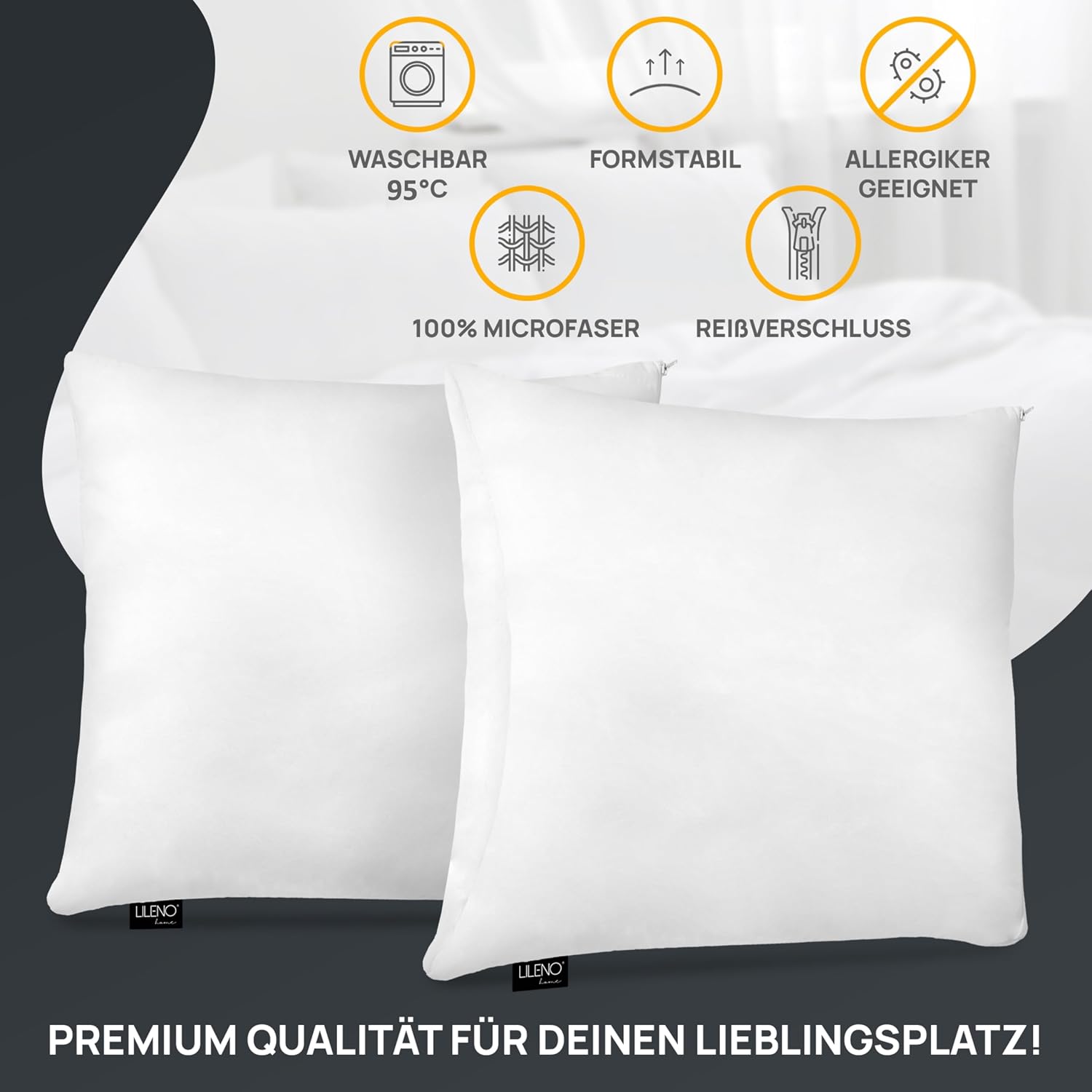 Detalle 2 de LILENO HOME Cojín de microfibra 60x60 cm 🛋️ Lavable hasta 95°C