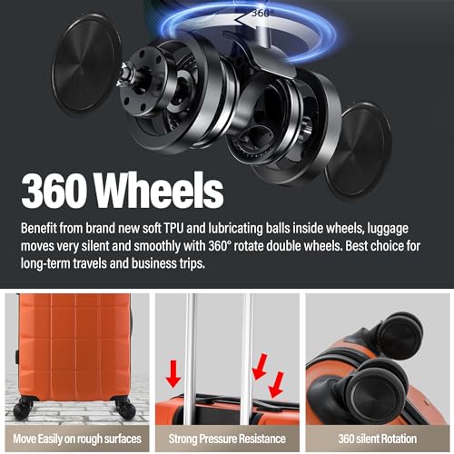 Thumbnail 2 de ATX Luggage Medium Suitcase 65L with 360° Dual Spinner Wheels, TSA Lock and Lightweight ABS Shell