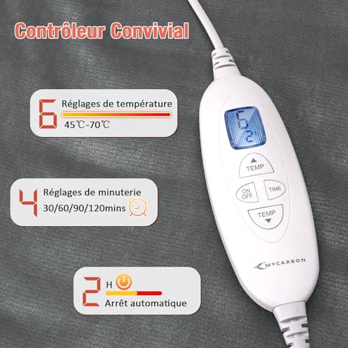 Detalle de MYCARBON Coussin chauffant électrique 60 × 100 cm