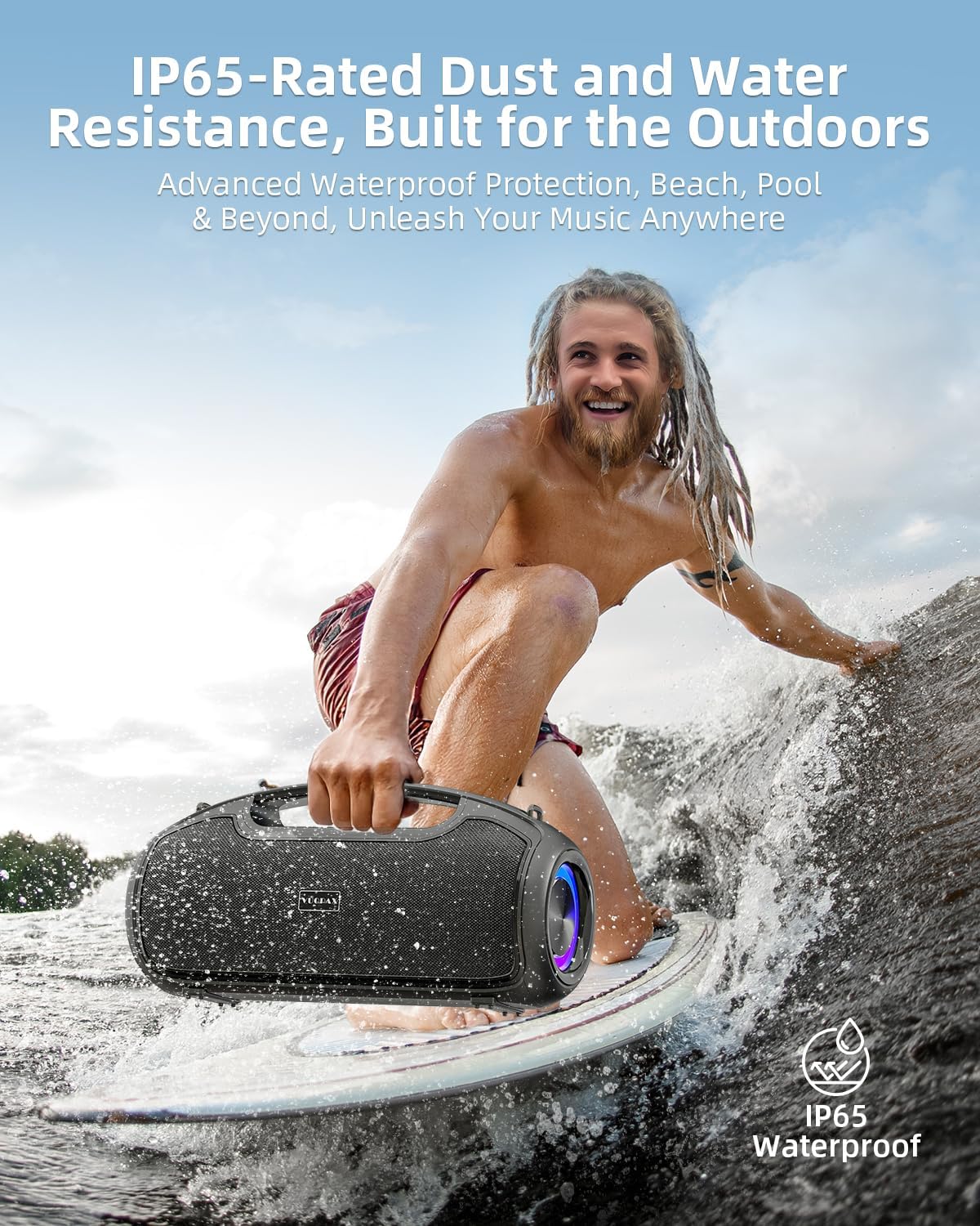 Thumbnail 4 de VUOPAX Bluetooth-Lautsprecher mit 200-W-Spitzenleistung, 2 Subwoofern, IP65 und 24h Akku – tragbare Musikbox mit TWS/TF/USB/AUX