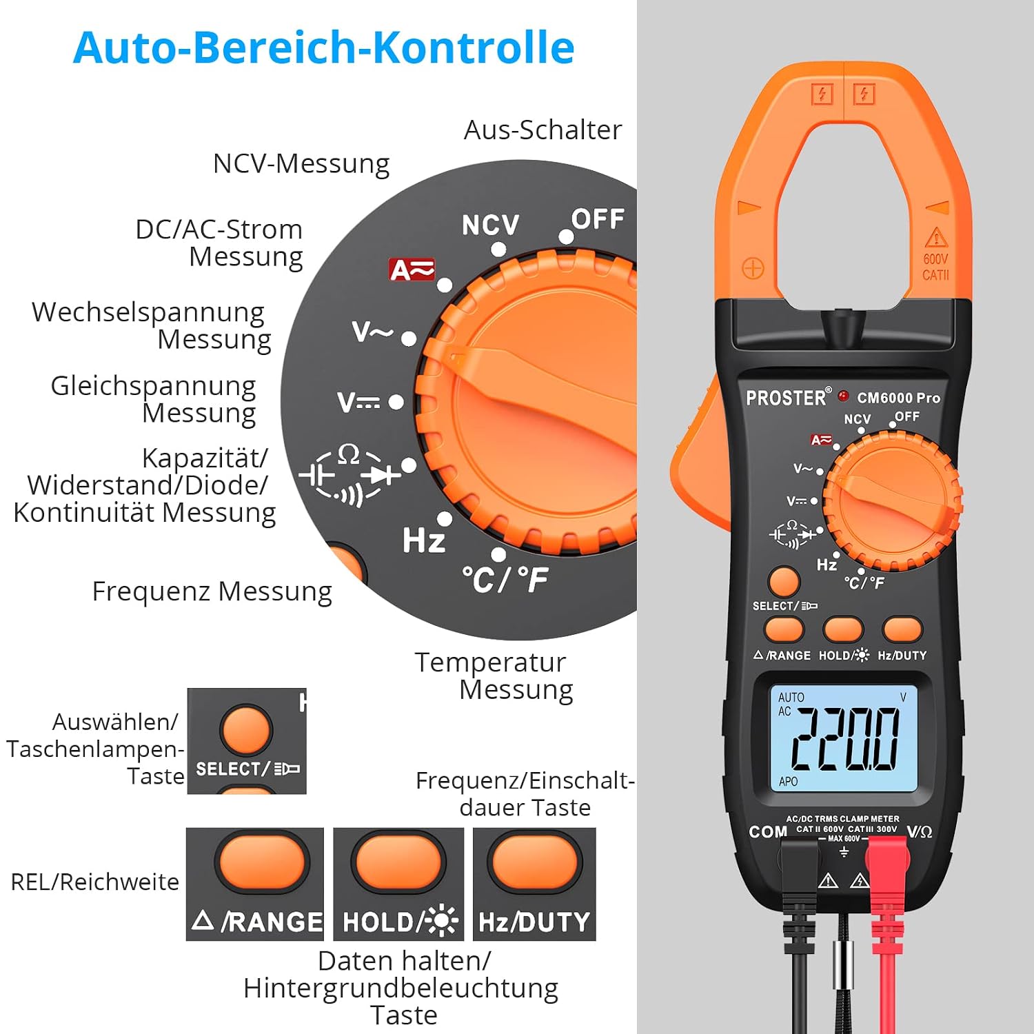 Detalle 2 de Proster Digitale Stromzange 800A TRMS đ