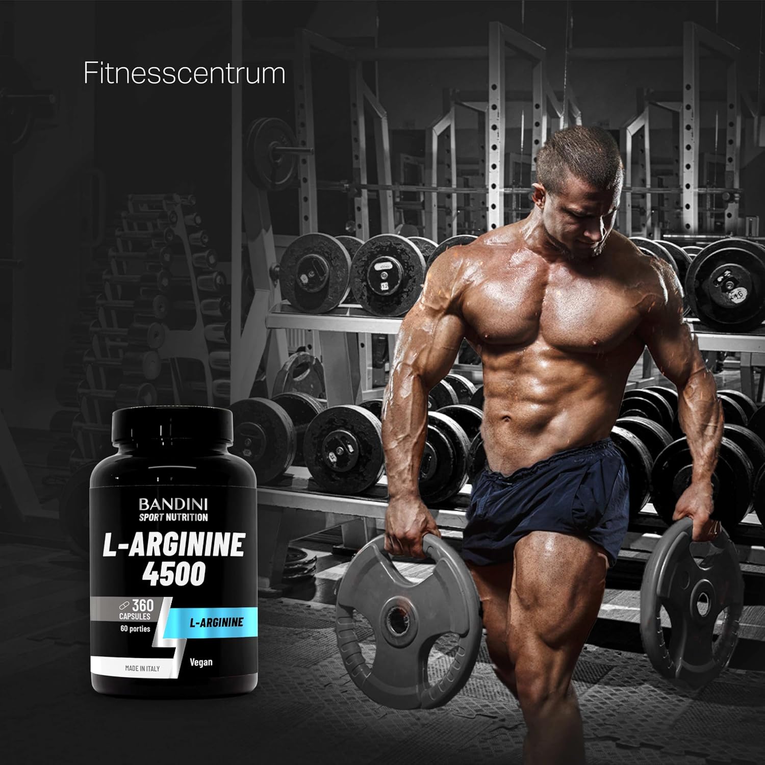 Detalle de Bandini L-Arginine 360 capsules, 4.500 mg arginine-HCl, vegan
