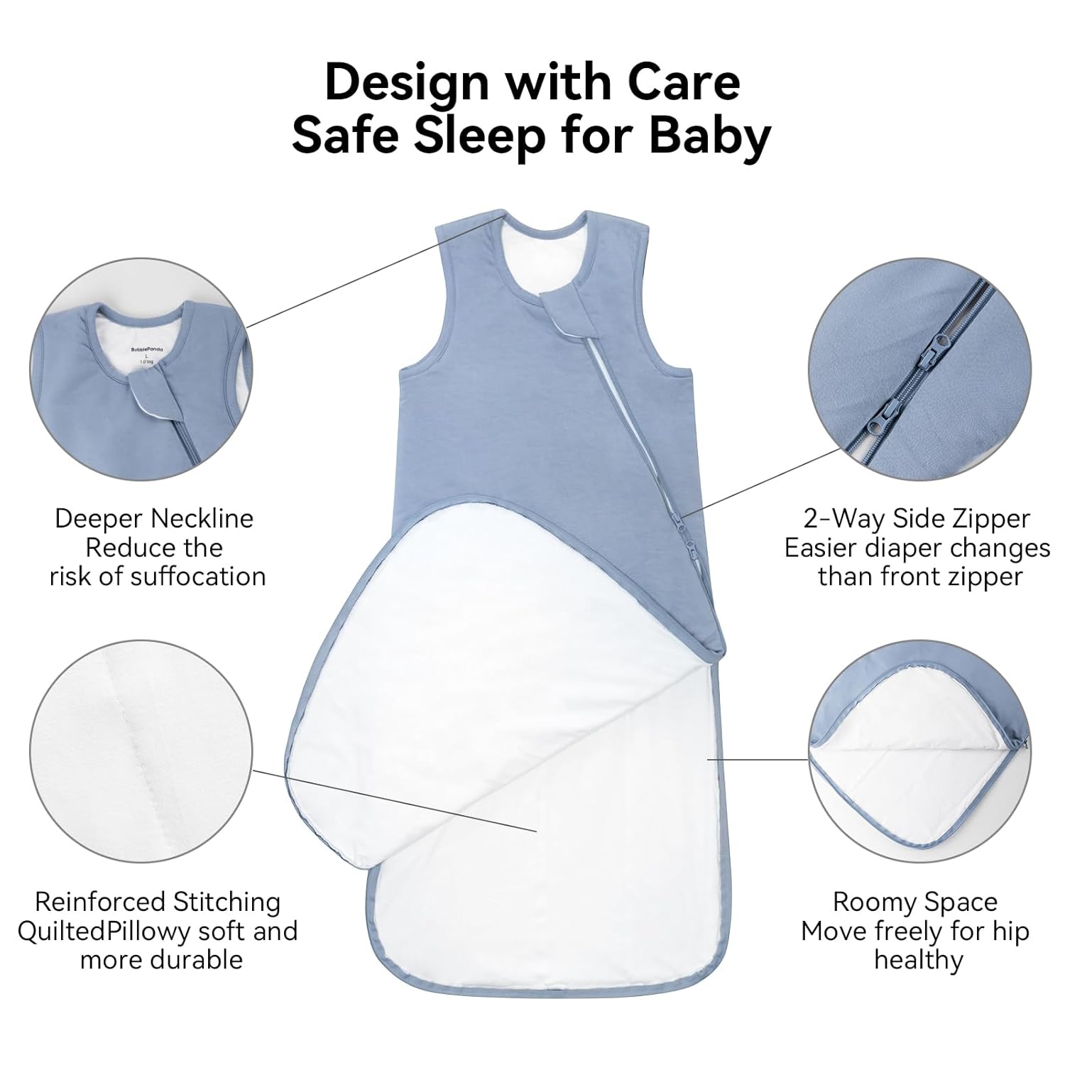 Thumbnail 2 de BubblePanda Bamboo Sleep Sack 6-12 Months, 1.0 Tog — Soft, Breathable Wearable Blanket
