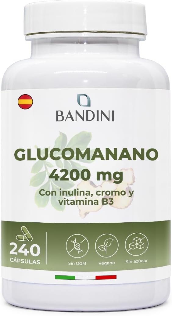Detalle de Bandini® Glucomanano Forte 4200 mg 🍃 Suplemento 240 Cápsulas