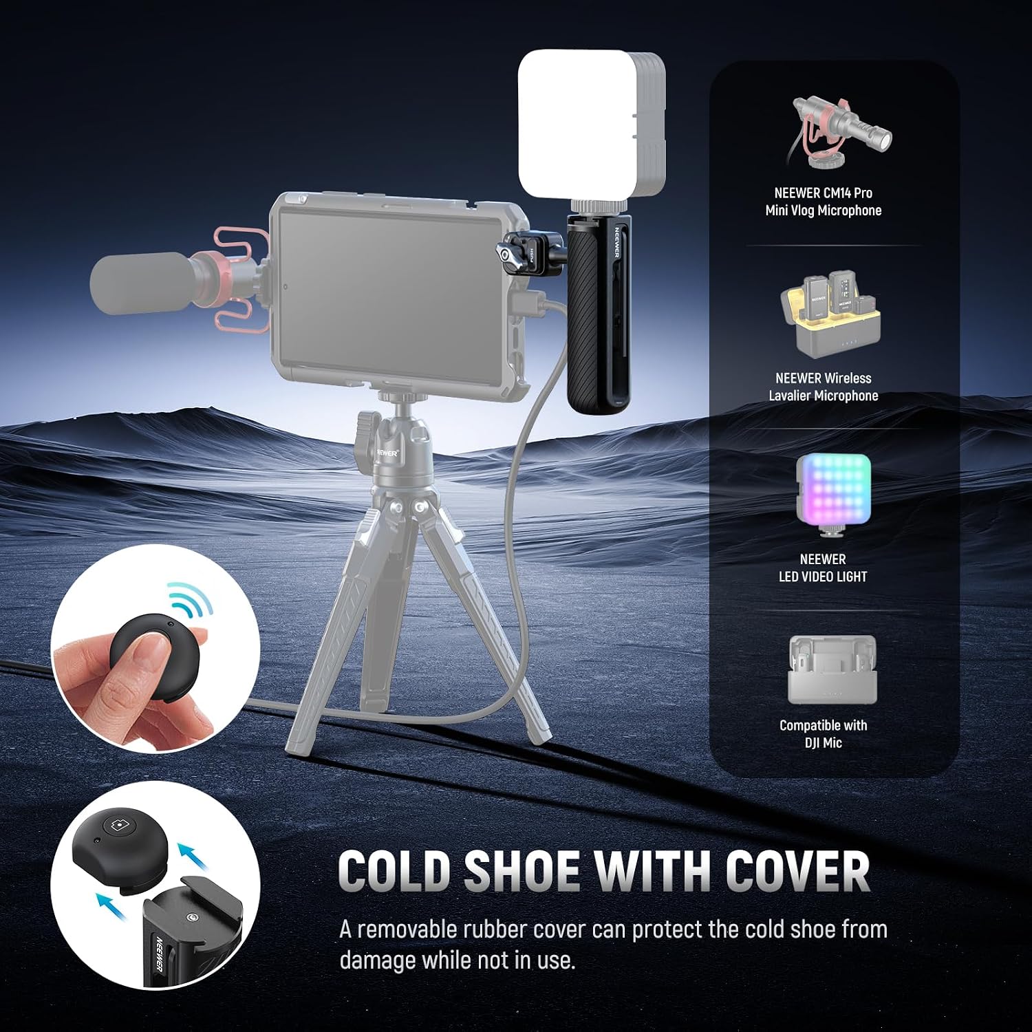 Detalle de Neewer PA045E Side Handle with Bluetooth Remote Shutter for 2nd Gen Phone Cages