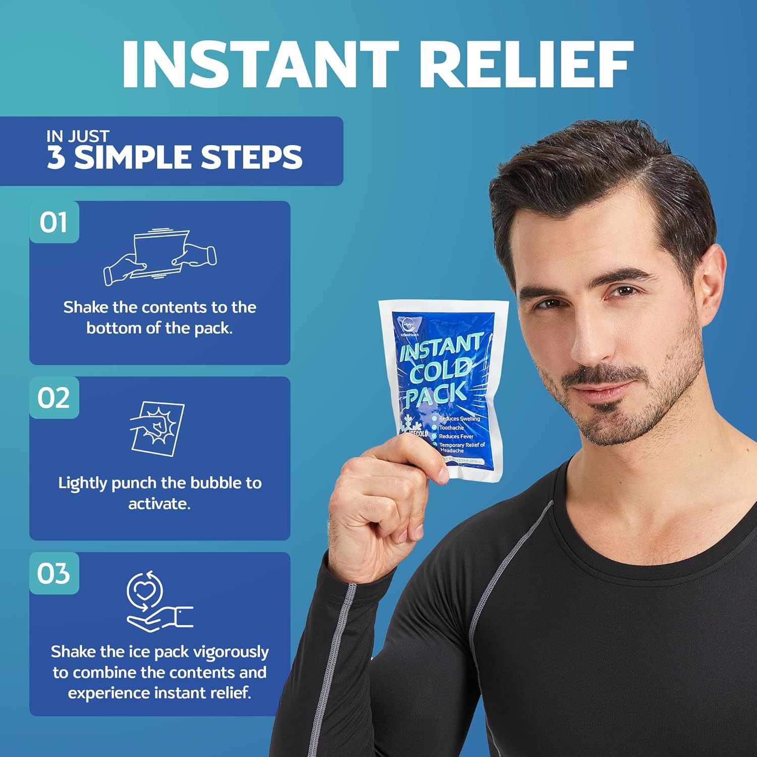 Thumbnail 3 de Instant Ice Pack disposable cold packs (15 x 11.5 cm) – 50 pack for injuries