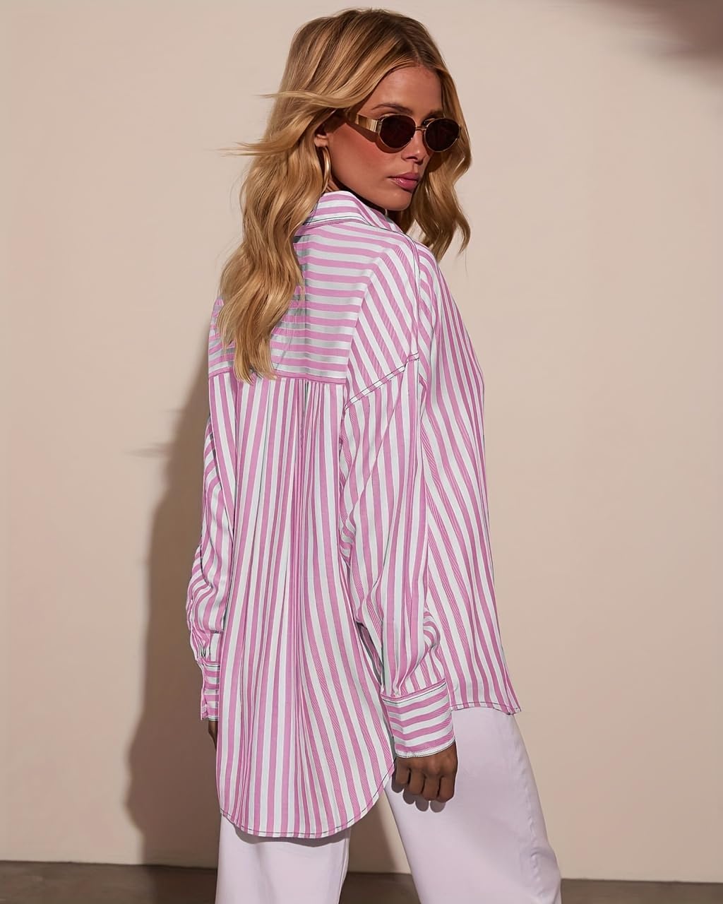 Detalle de Dressmine Oversized Cotton Striped Shirt