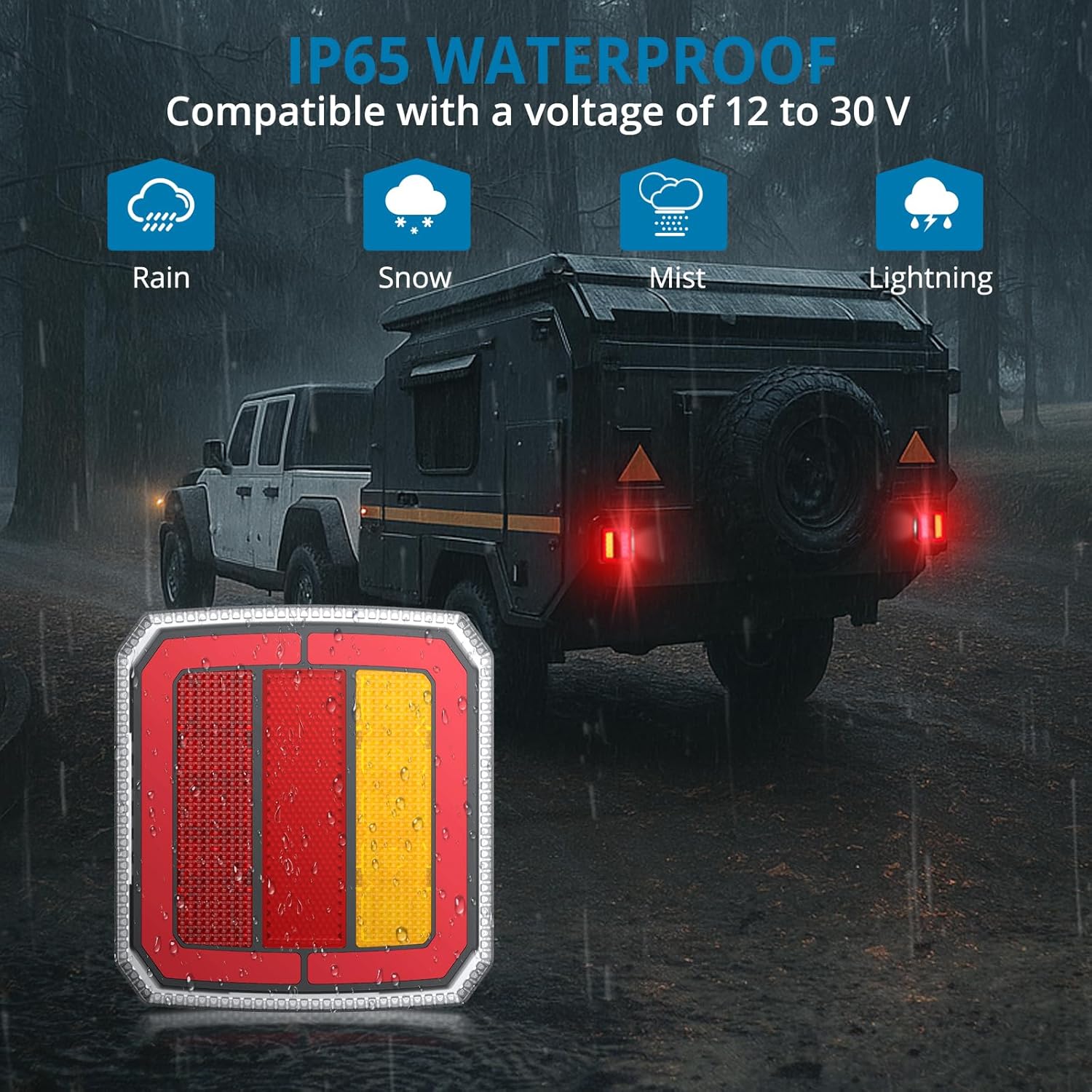 Detalle de AUTOUTLET 7-Pin LED Trailer Tail Light Set: E-mark Certified, IP65, 12-30V