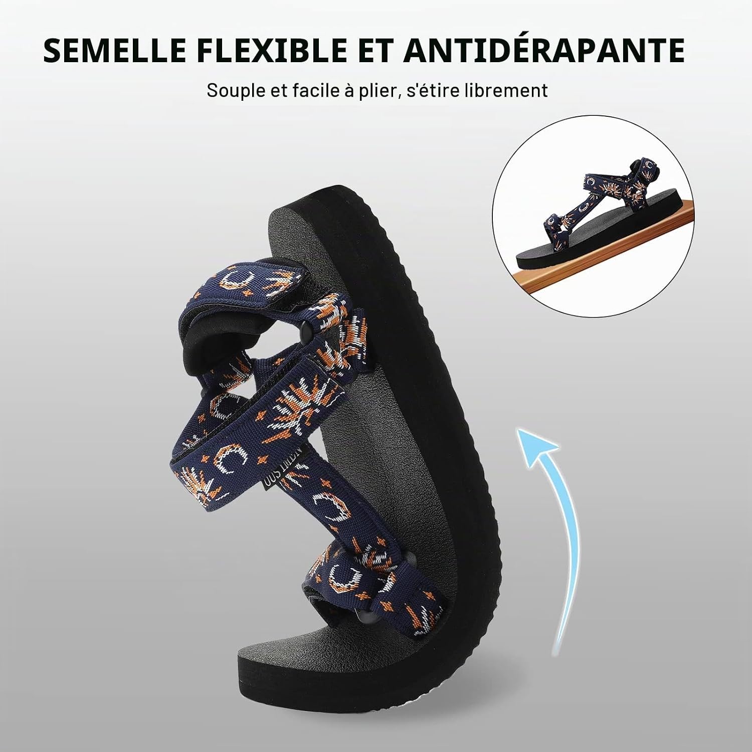 Detalle de OUSIMEN DMS00889US sportsandalen voor dames met voetboogsteun, lichtgewicht