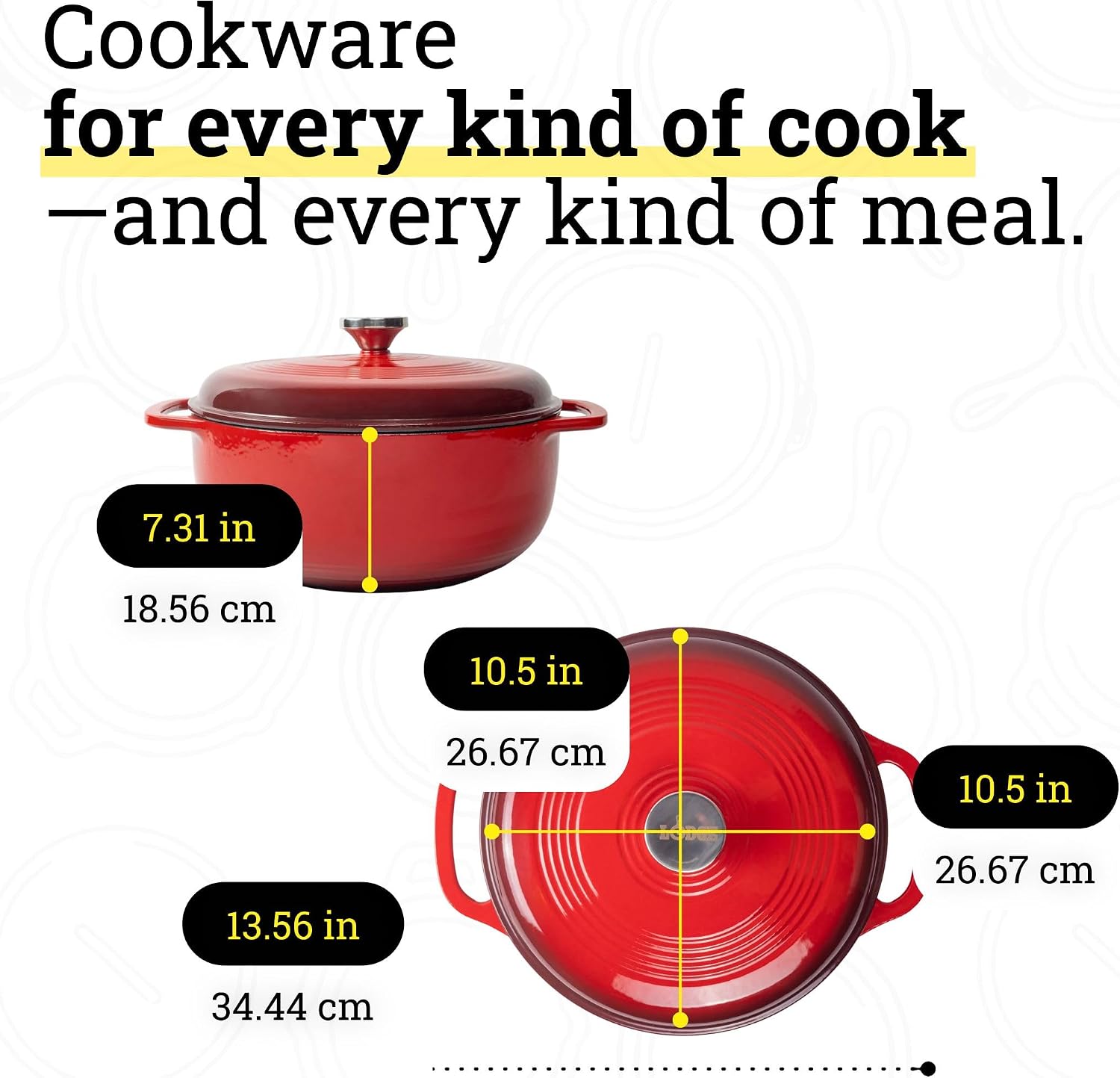 Detalle de Lodge Essential Enamel Cast Iron Dutch Oven (6 Quarts) in Island Spice Red