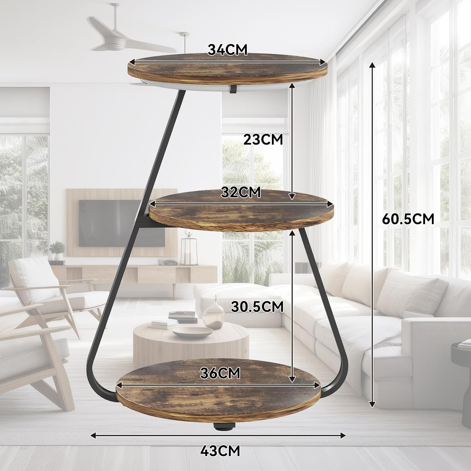 Detalle 2 de ARTETHYS Side Table 43cm 3‑Tier with LED