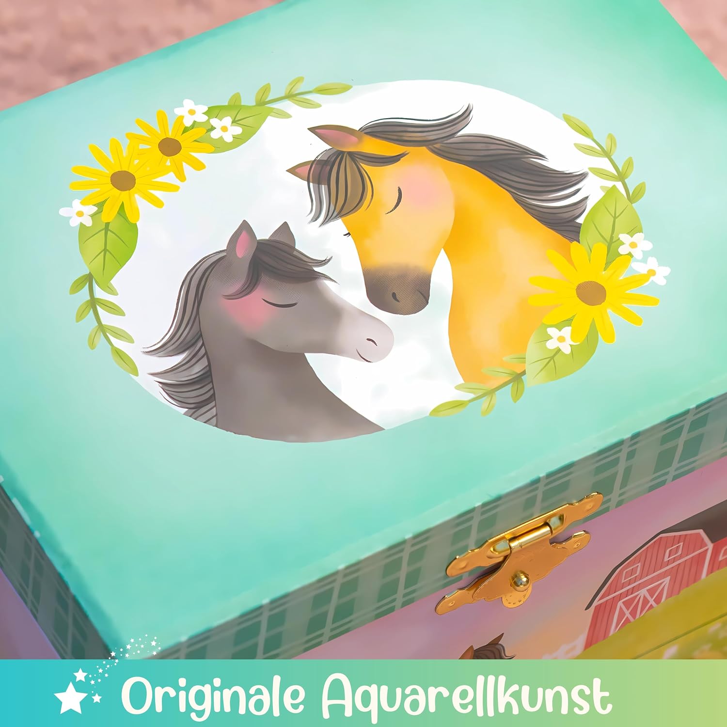 Thumbnail 6 de Giggle & Honey Spieluhr Mädchen & Pferd Schmuckkästchen – handgefertigte Holz-Kastenschatztruhe für Mädchen ab 3 Jahren
