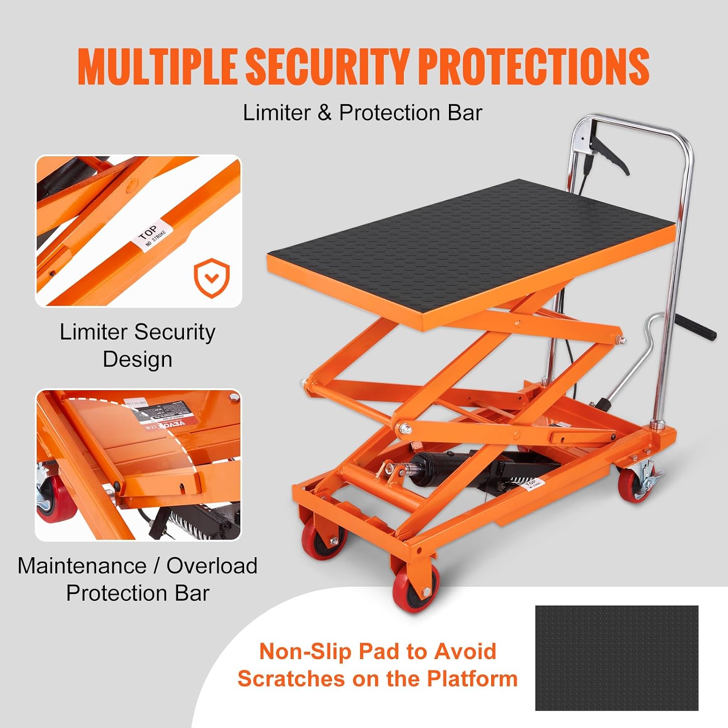 Detalle 2 de VEVOR Hydraulic Lift Table Cart, 50-Inch