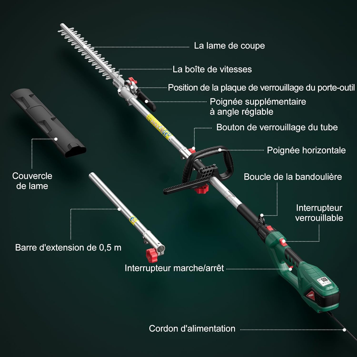Thumbnail 6 de HYCHIKA Taille-haie télescopique 900W ✂