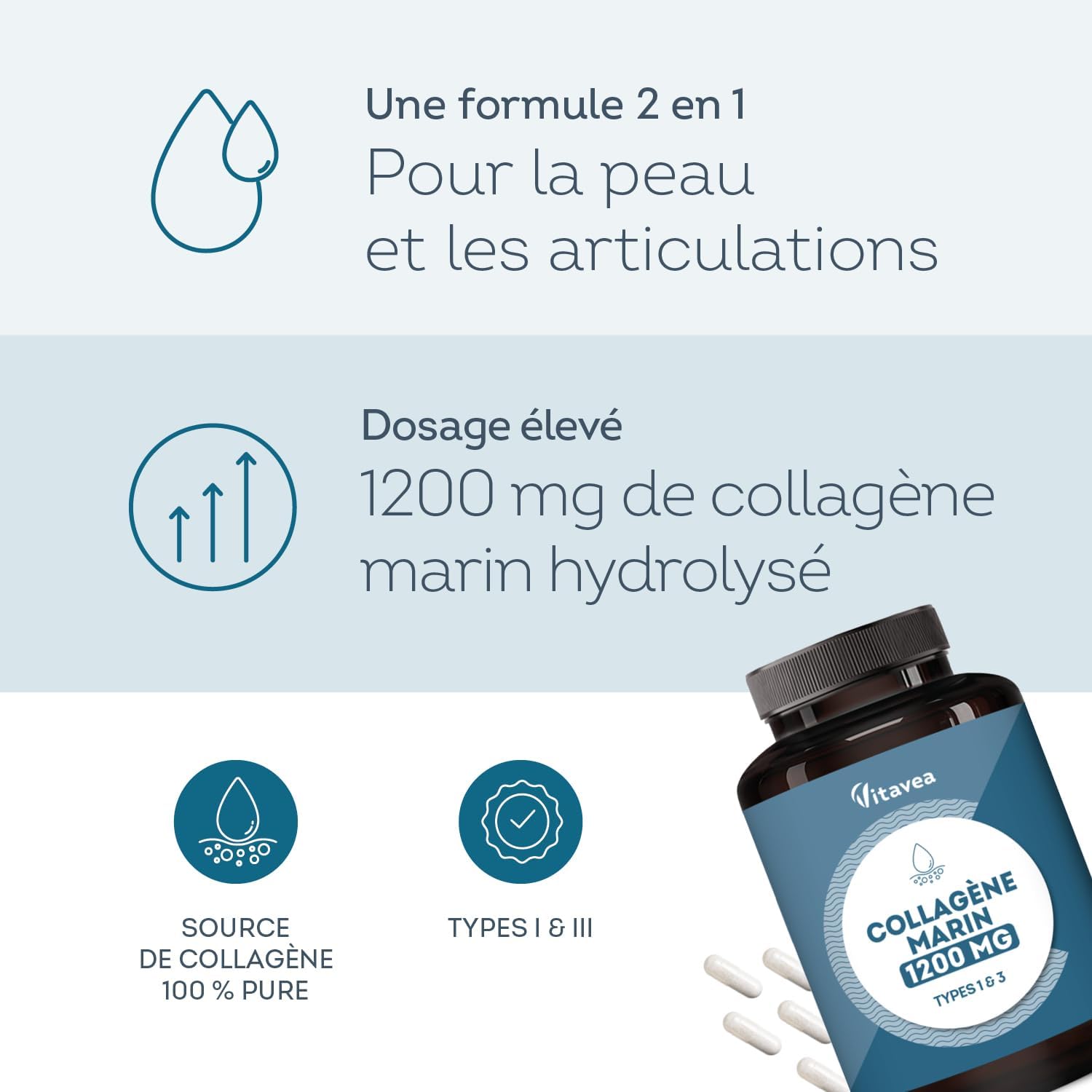 Thumbnail 1 de Collagène Marin Hydrolysé 1200 mg - Vitavea, 120 gélules