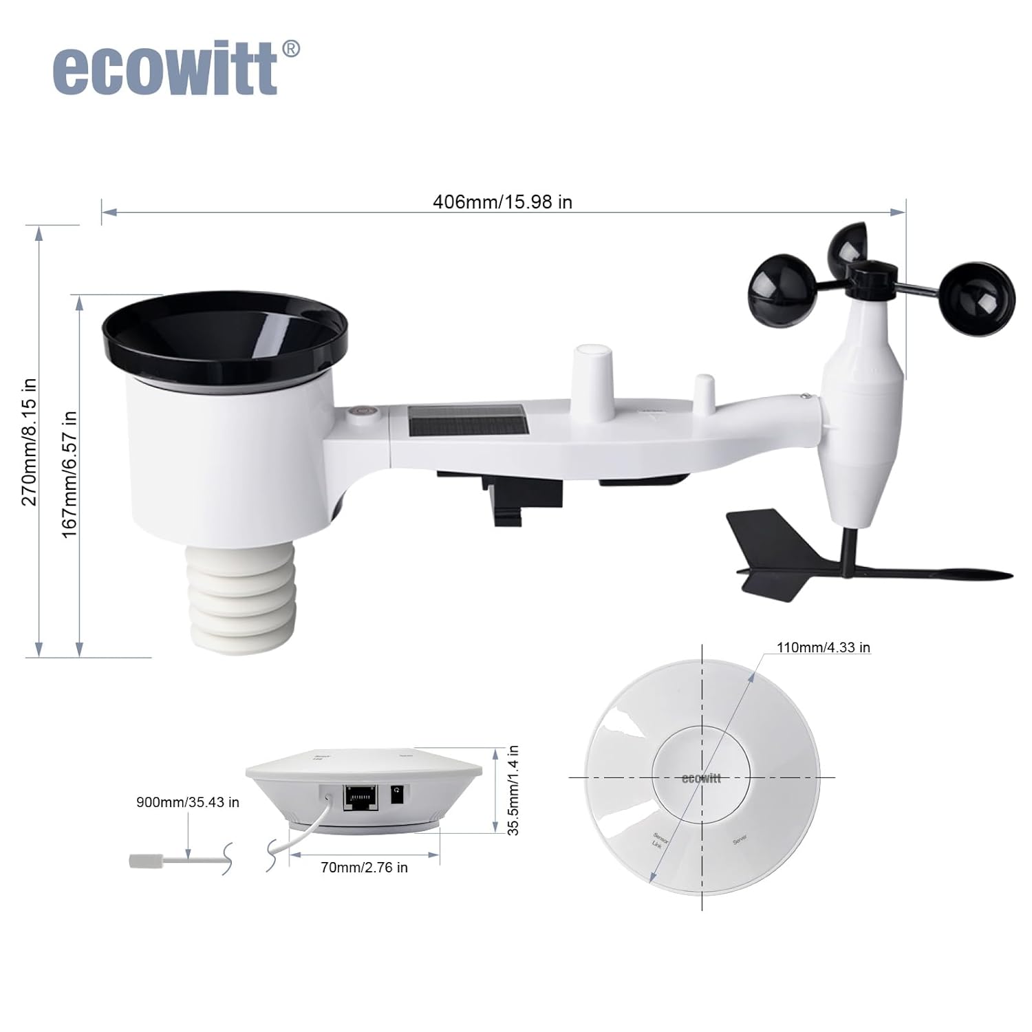Detalle de ECOWITT Wetterstation funk mit Außensensor WS69 + GW2000 Gateway – WLAN/Drahtlossystem für komplette Wetterdaten