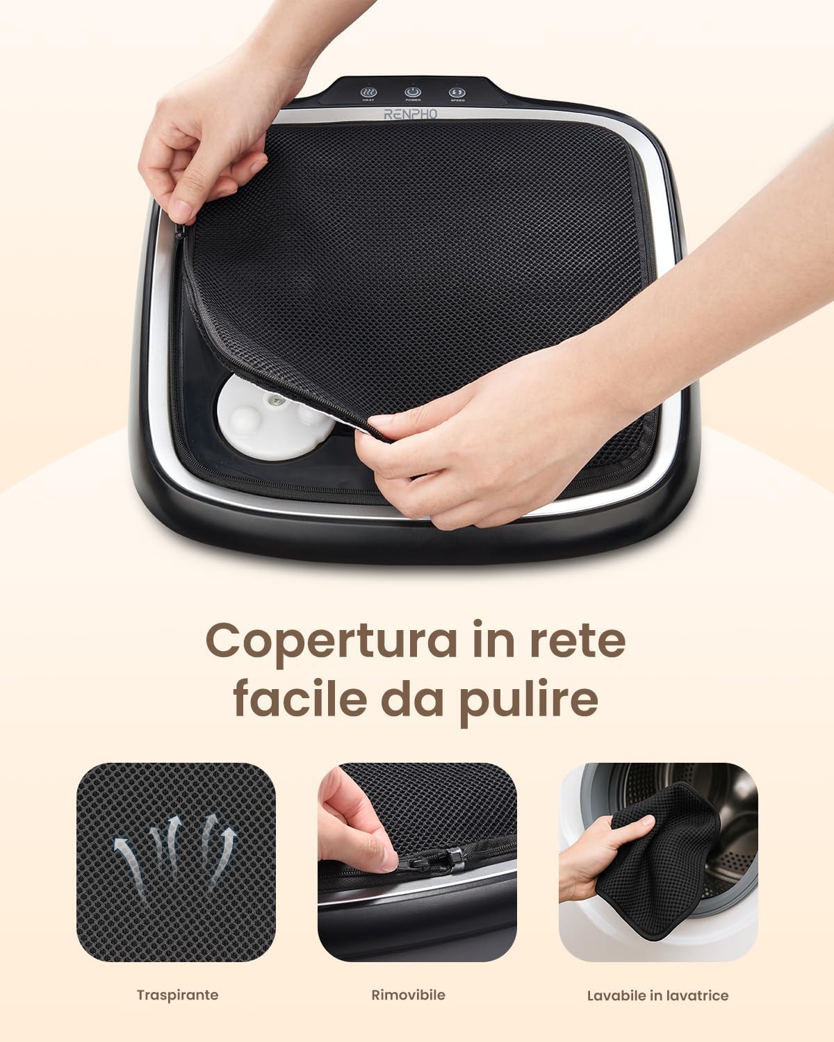 Detalle 2 de RENPHO Massaggiatore piedi Shiatsu riscaldato: massaggio impastante per piedi e polpacci