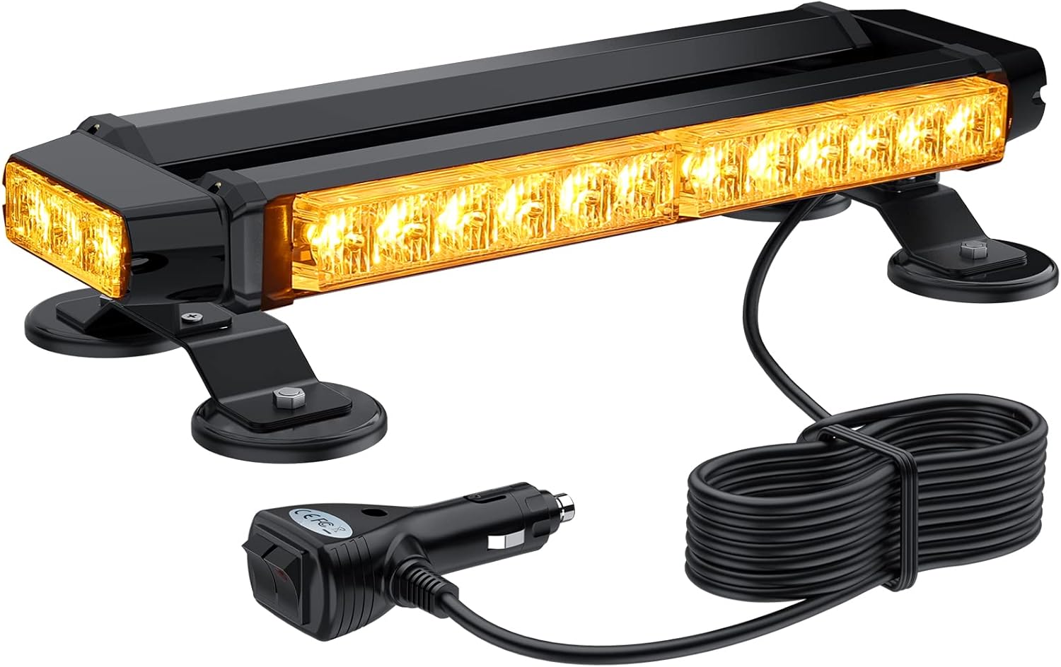 Justech 30LEDs Car Emergency Light Bar 30W amber strobe with magnetic base (12V/24V)