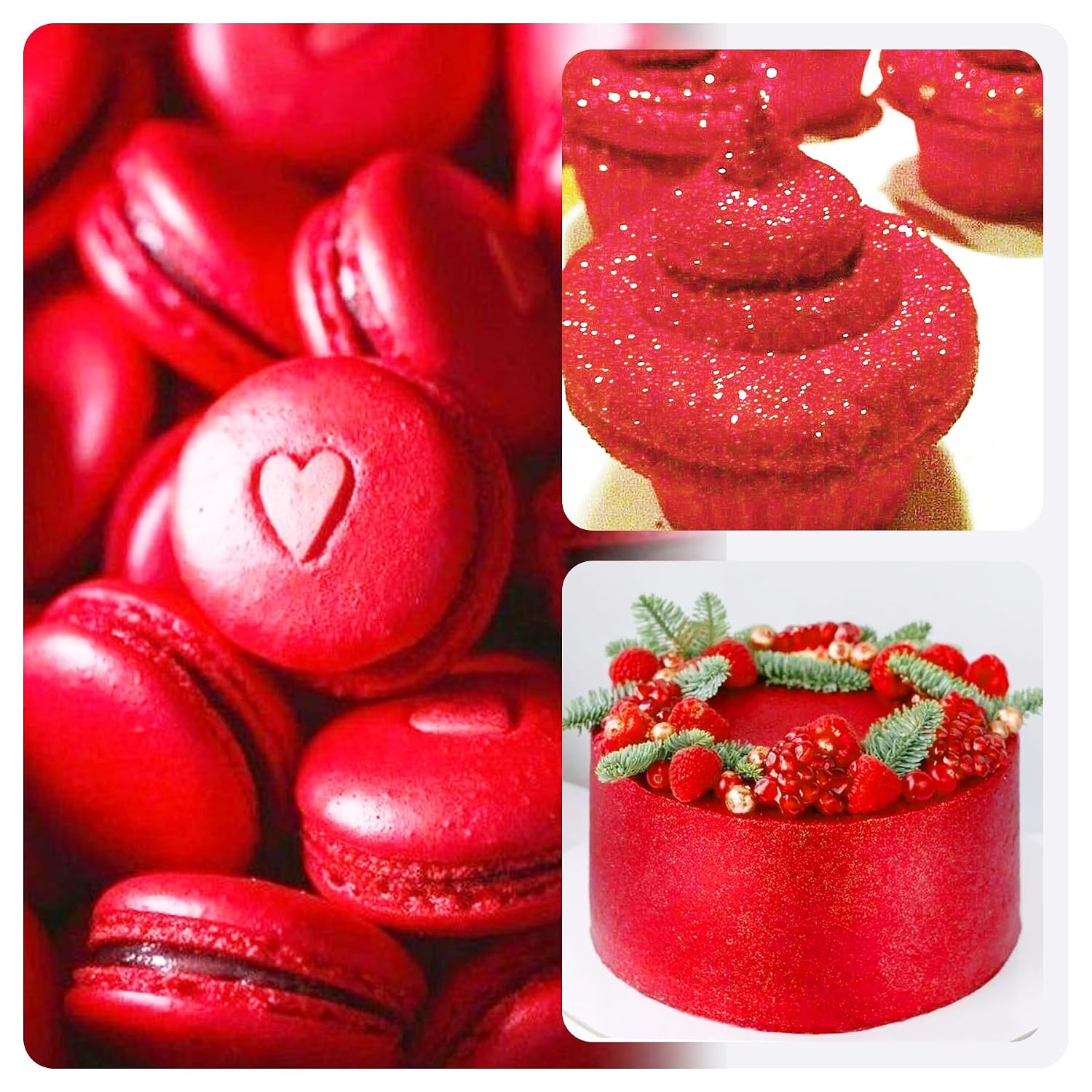 Detalle de Essbarer Glitzerstaub (Rot) – 30 g metallische Lebensmittelfarbe für Getränke, Kuchen & Deko