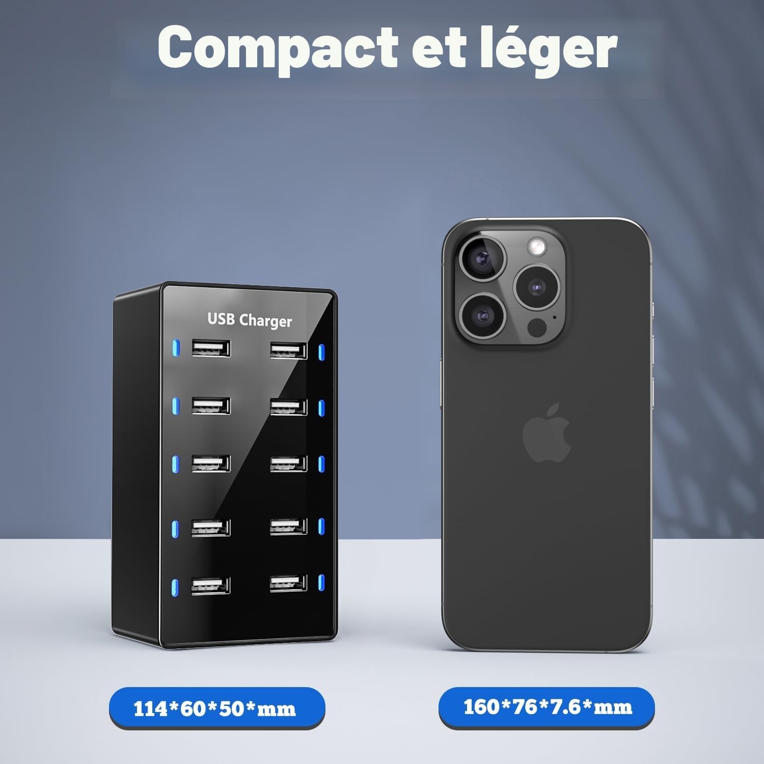 Thumbnail 3 de Chargeur MultiPorts 10 – Station USB de Bureau 50 W pour Smartphones, iPad et plus
