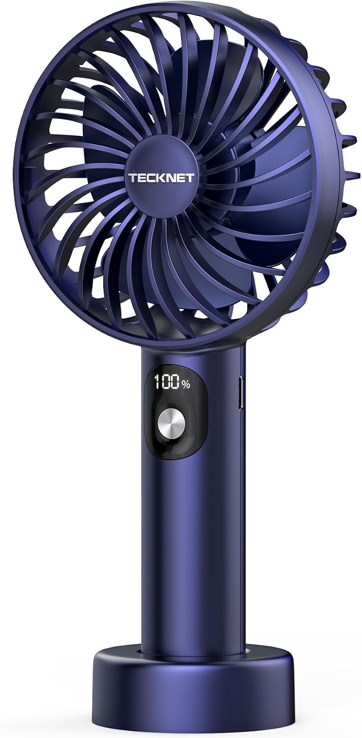 Detalle de TECKNET Handheld Fan: Portable USB Fan with LED Display and 3 Speeds