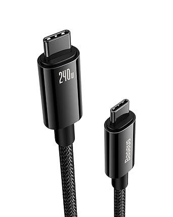 Detalle de Baseus Cable Nylon USB C 240W - Carga Rápida ⚡