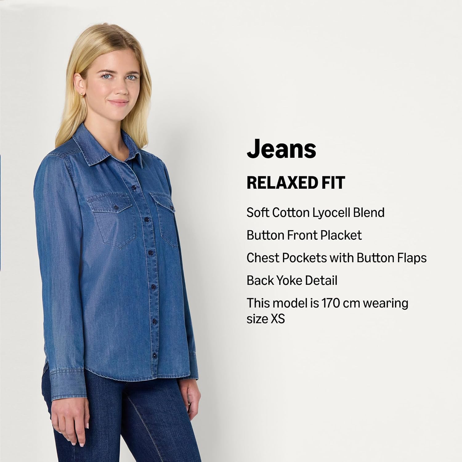 Thumbnail 3 de Amazon Essentials women’s relaxed-fit denim chambray button-down long-sleeve shirt