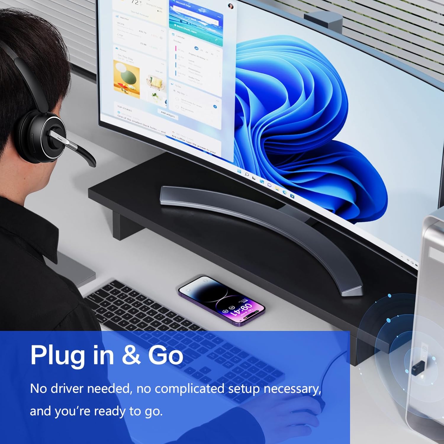 Detalle de Bluetooth Headset V5.2 Wireless Headset with Mic