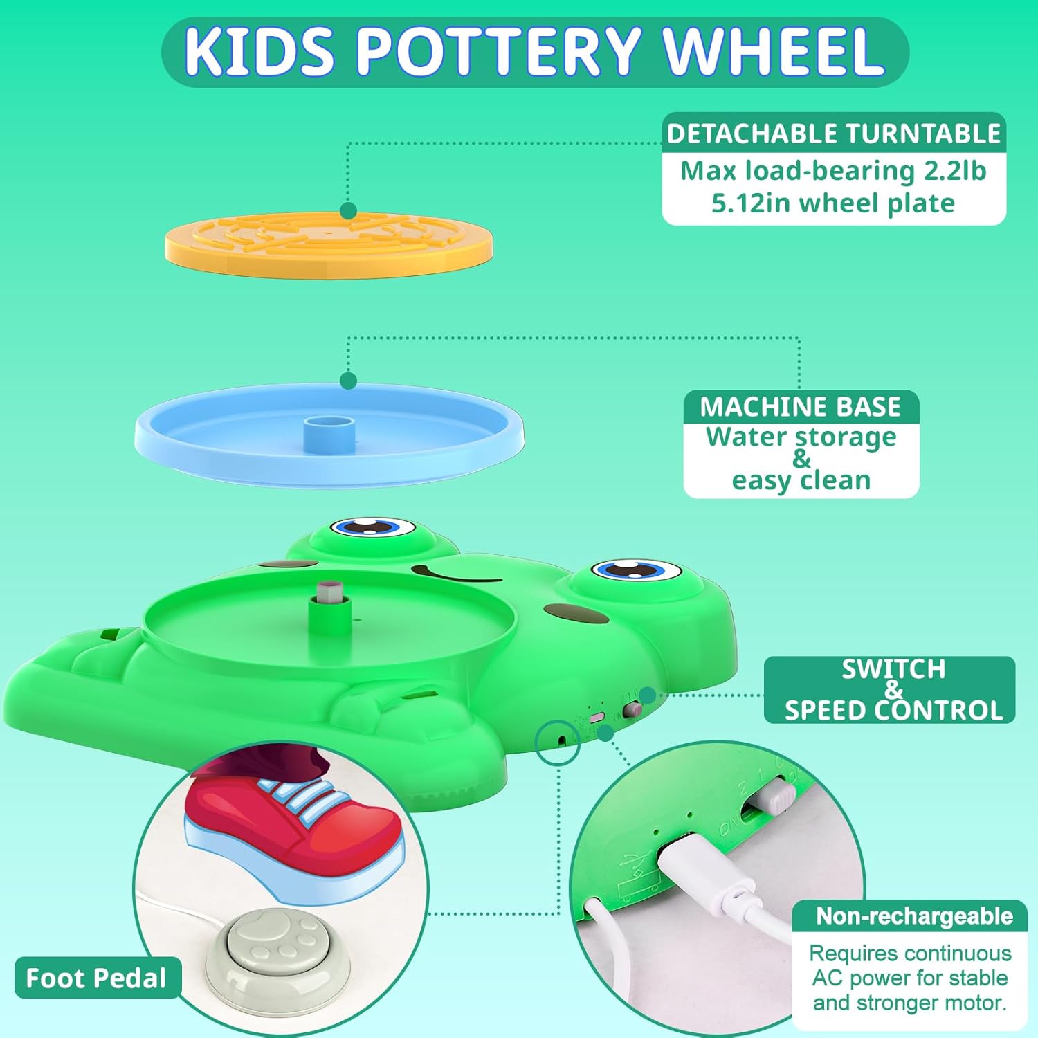 Detalle de Aujazyble Pottery Wheel for Kids 8-12 🎨
