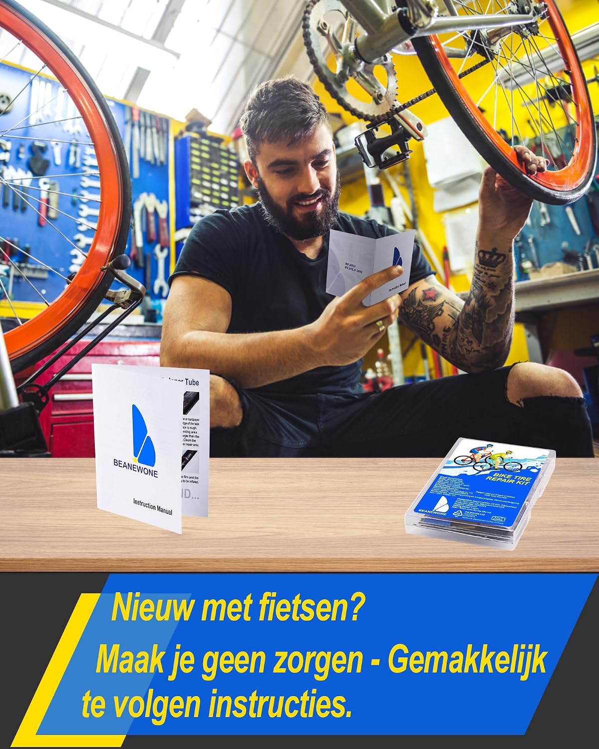 Detalle 2 de Beanewone BEA2025-TK06 bandenreparatieset met 18 plakkers en gereedschap