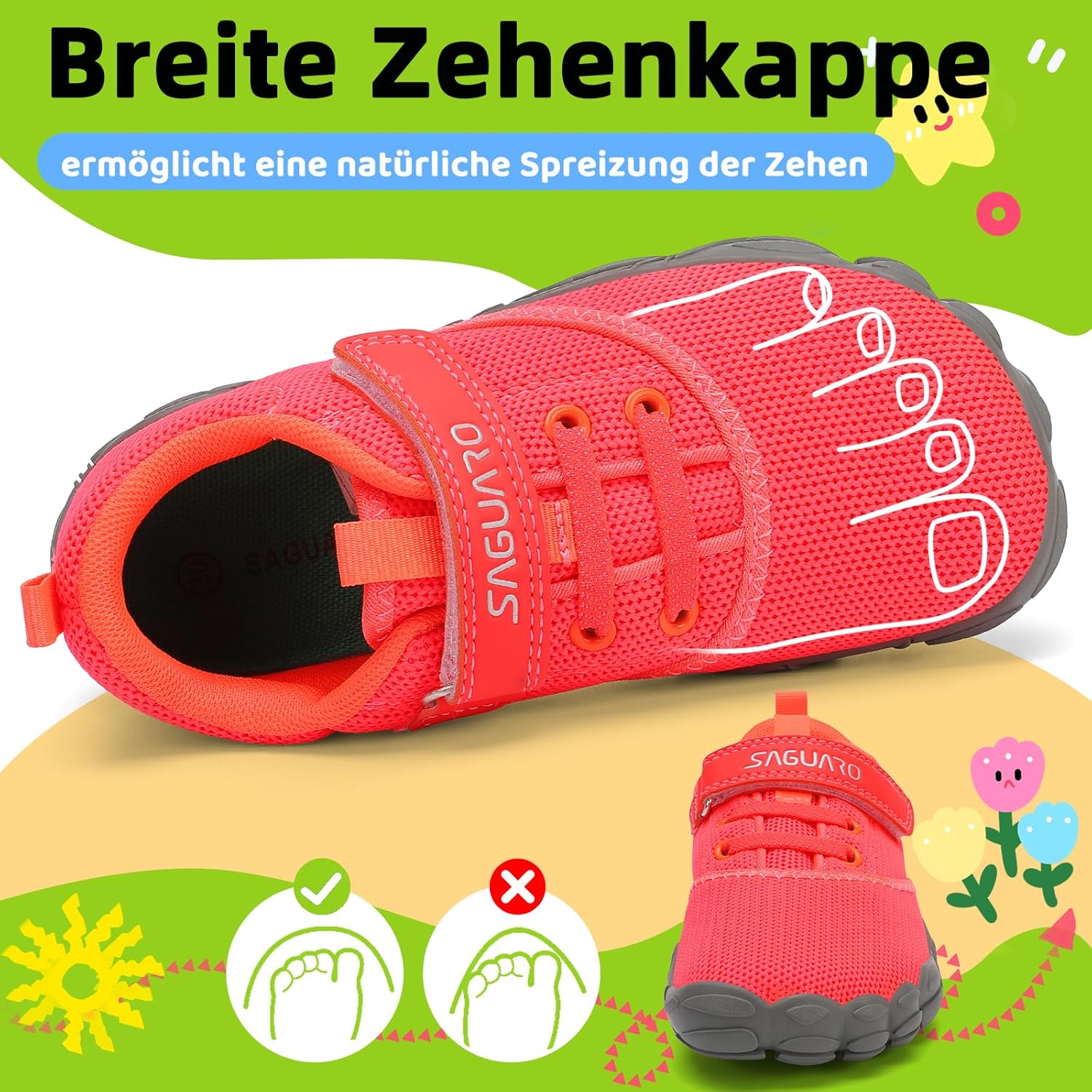 Detalle de SAGUARO Kinder Barfußschuhe Leicht rutschfest Traillaufschuhe Gr. 24-36