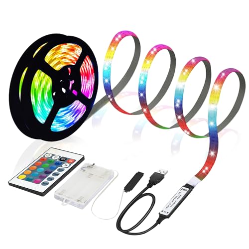 Detalle de MUSUNIA Bande LED à piles 2 m RGB 5050 – Télécommande et découpe flexible