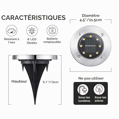 Thumbnail 5 de Joomer Lumière Solaire Extérieur 12 Pièces – Lampe Solaire au Sol Blanc Chaud