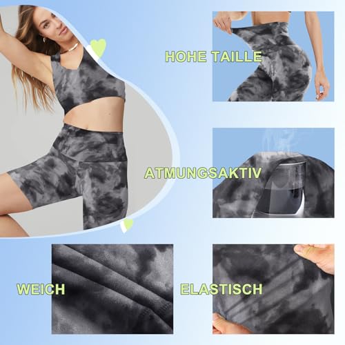 Detalle de TNNZEET Radlerhose Damen Hochtaillierte Kurze Sporthose – Sommer Shorts