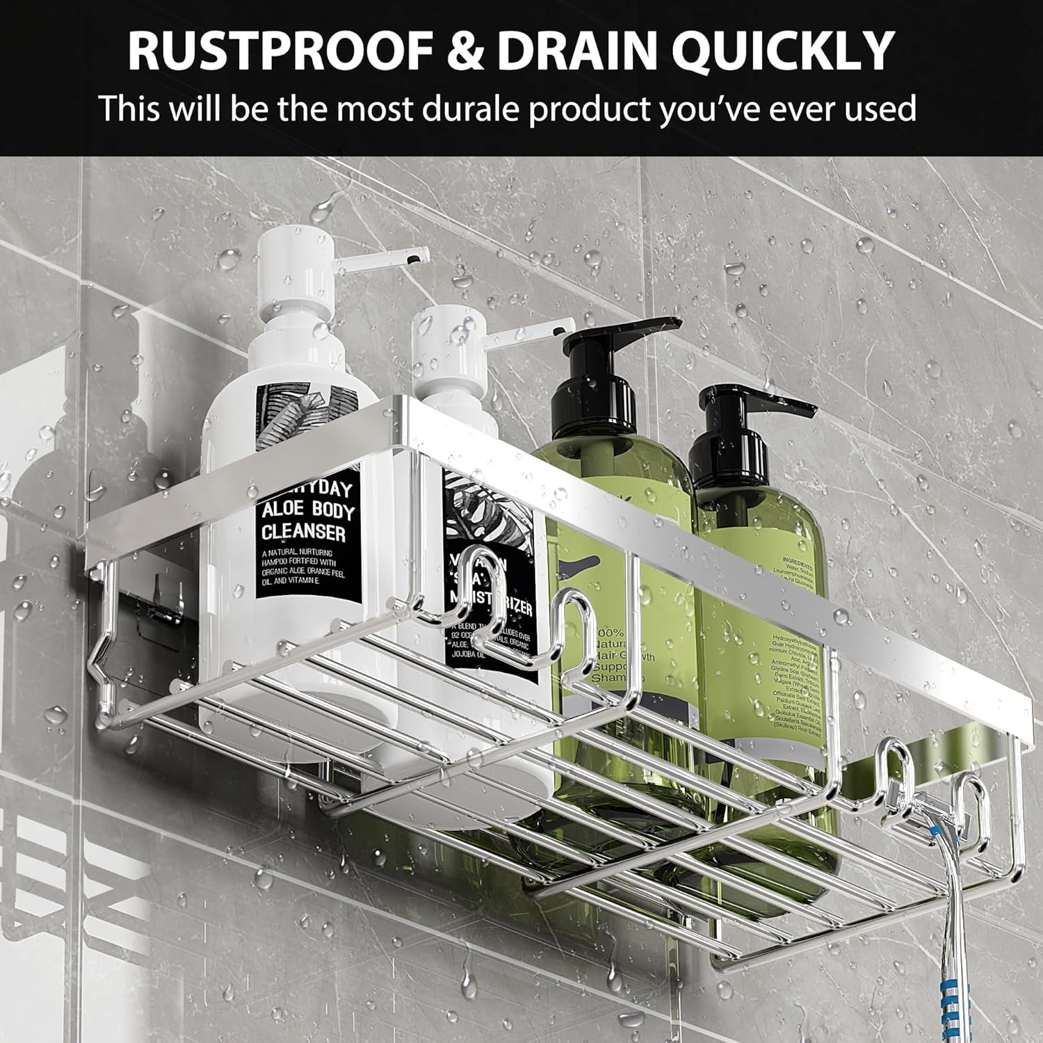 Thumbnail 4 de DIFULI Shower Caddy Shelf 3 Pack – Silver