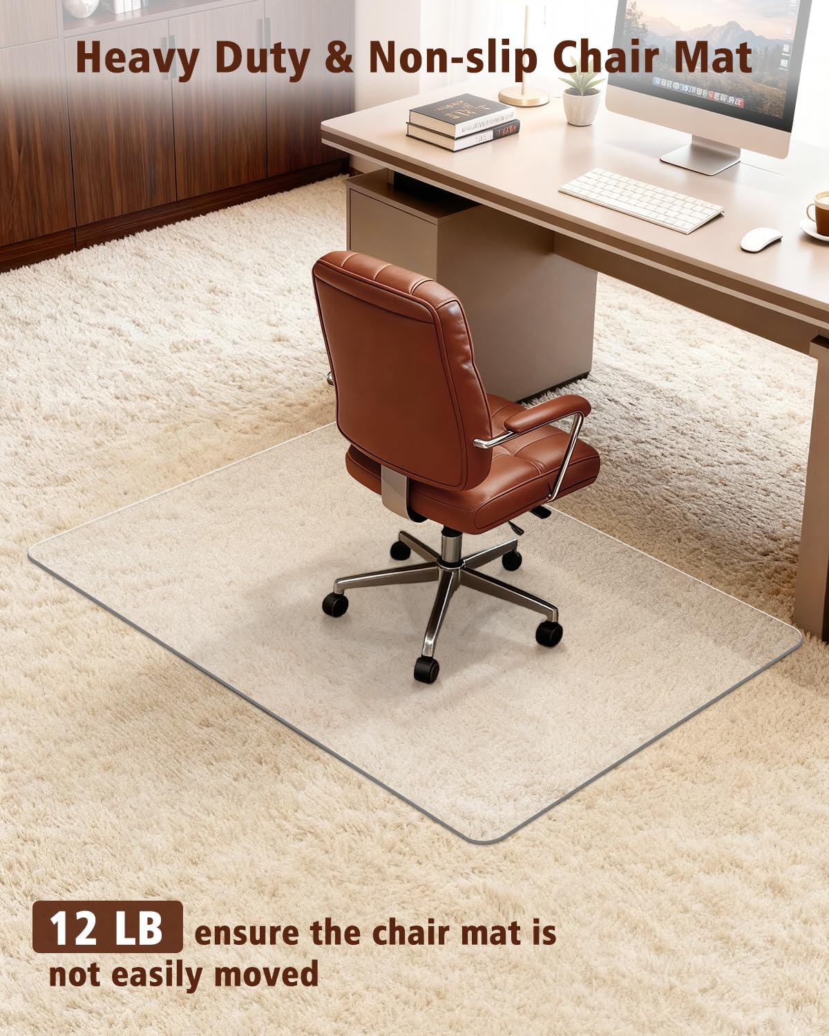 Detalle de Soimeat Hard Frosted Office Chair Mat, 32" x 55", PET, 2-Pack