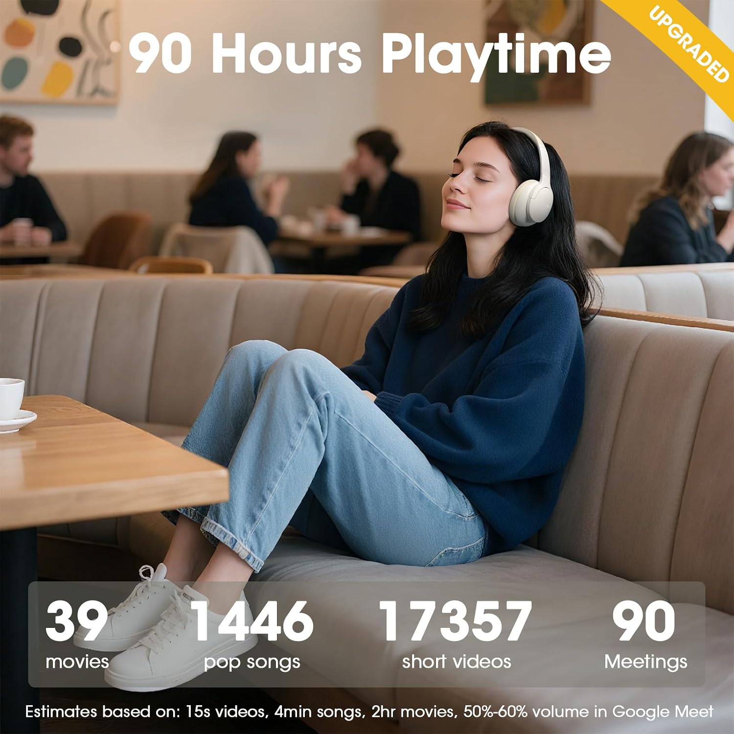 Detalle de DOQAUS Over-Ear Bluetooth Headphones, 90-Hour Playtime
