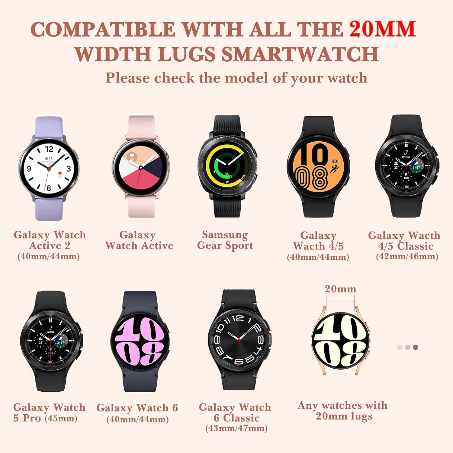 Thumbnail 5 de Kamita Glitzerarmband für Samsung Galaxy Watch (20 mm) – Silikon mit Strass & Schnellverschluss, Schwarz