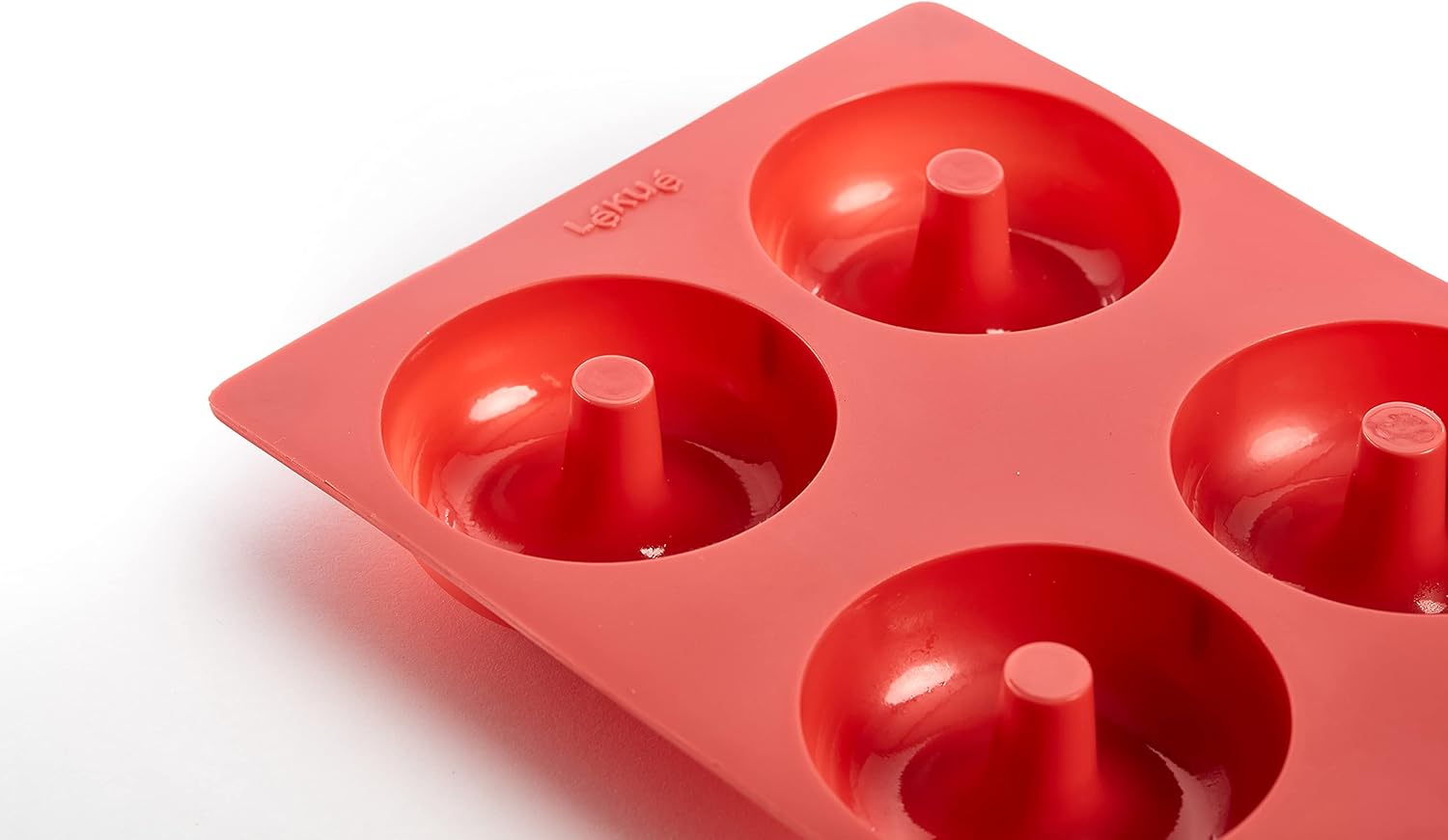 Detalle de Lékué Doughnut Backform 6 Mulden aus Platin-Silikon, Rot (0620406R01)