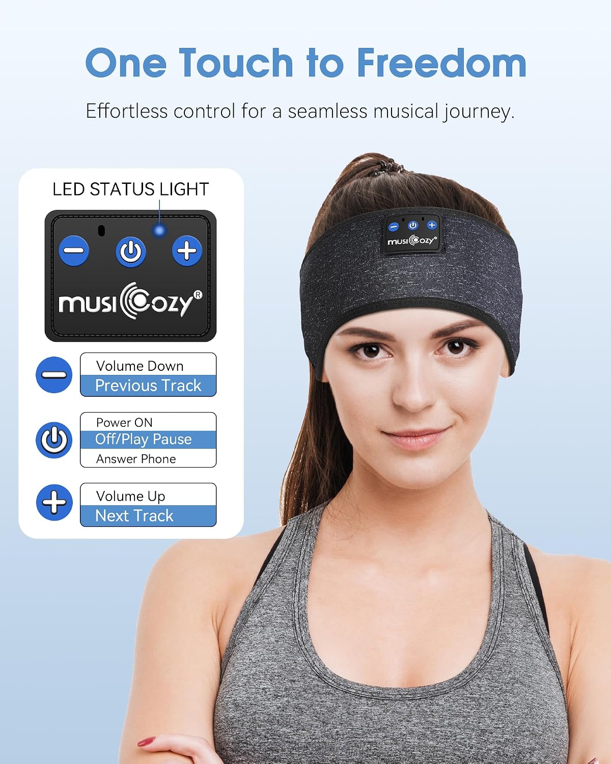 Detalle 1 de MUSICOZY Bluetooth 5.4 sleep headband