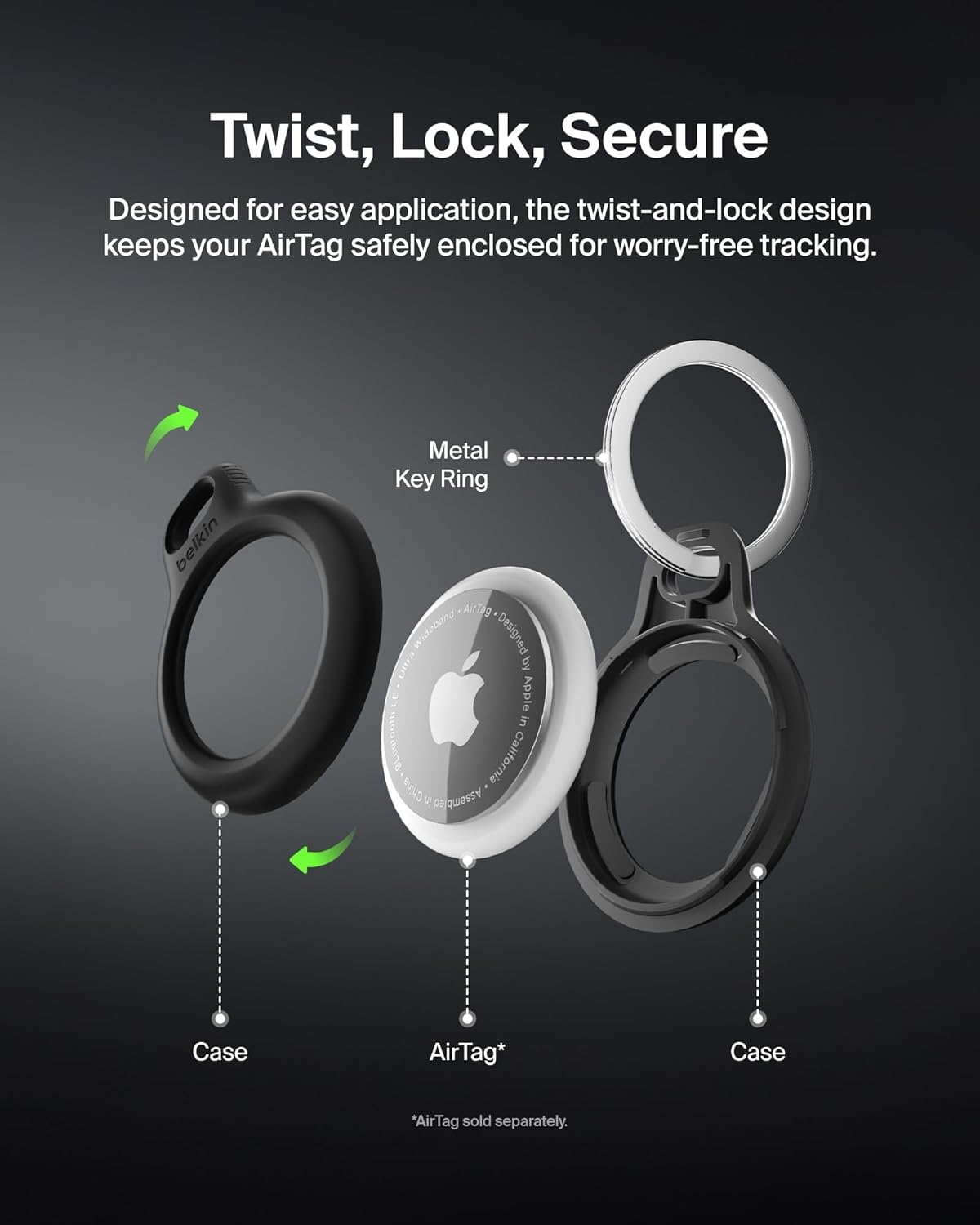Detalle de Belkin AirTag case with key ring, 2 pack