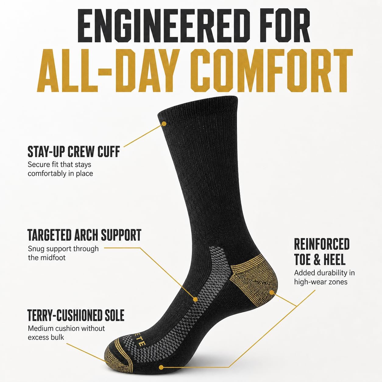 Detalle de JOYNÉE Men's Athletic Crew Socks: Lightweight, Cushioned & Breathable (5/10 Pairs)